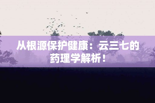 从根源保护健康：云三七的药理学解析！